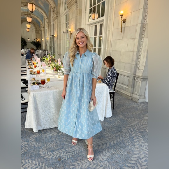 Bytimo from Nordstrom Organza puff sleeve midi dress great for a bridal shower - Picture 2 of 10